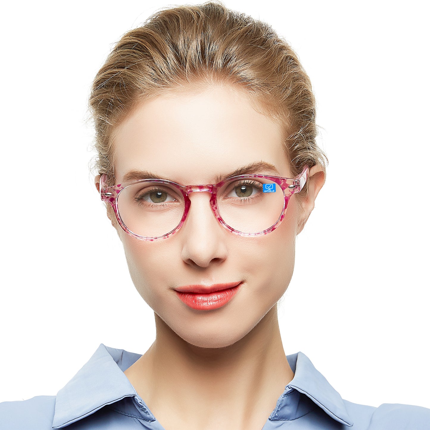 Computer Reading Glasses Blue Light Blocking Round Reader For Women ABL5006