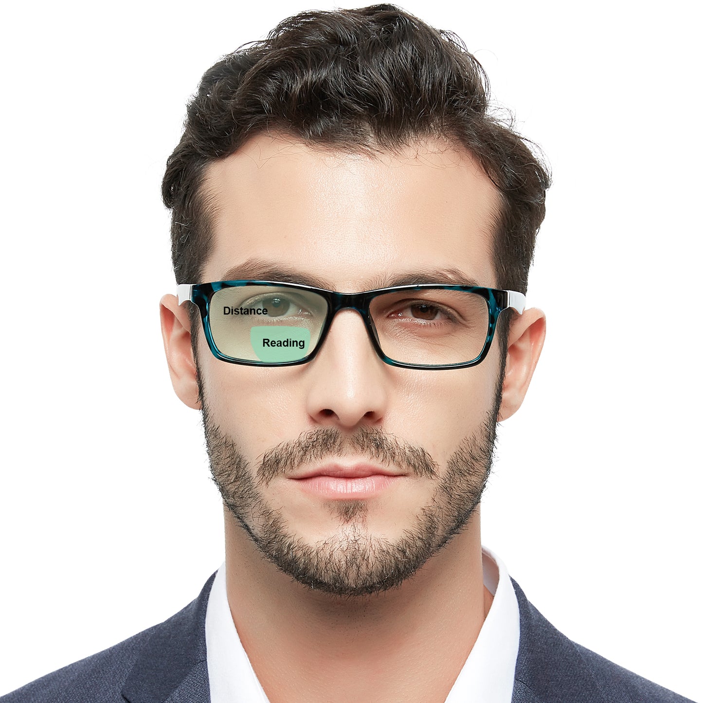 OCCI CHIARI Bifocals Reading Glasses for Men,Transition Square Eye Protection Readers OC5030BB