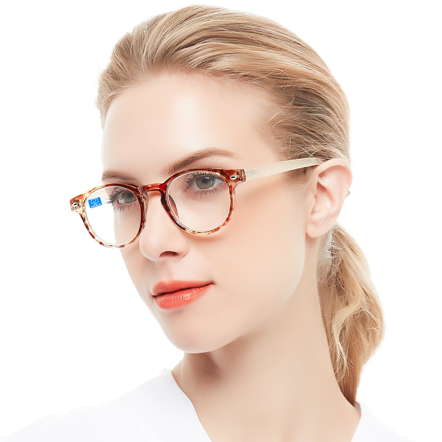 Computer Reading Glasses Blue Light Blocking Round Reader For Women ABL5006