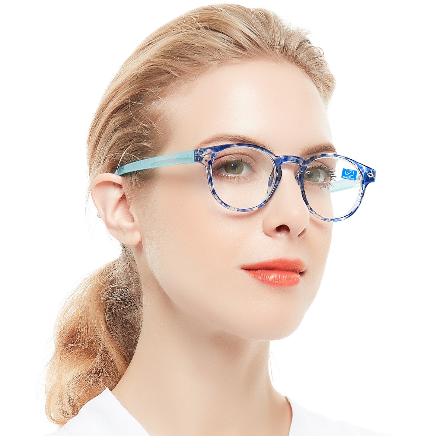 Computer Reading Glasses Blue Light Blocking Round Reader For Women ABL5006