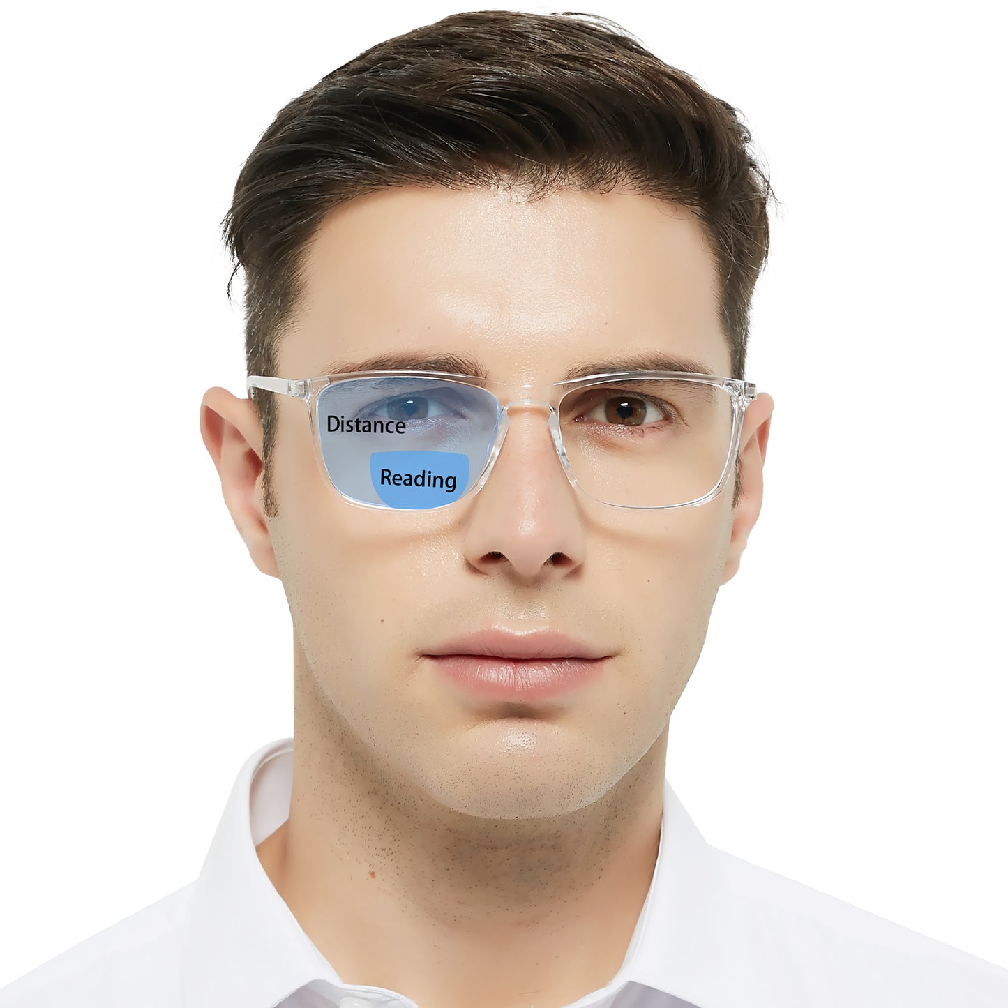 OCCI CHIARI Wide Bifocal Reading Glasses for Men Transition Blue Blocker Readers OC5026BB