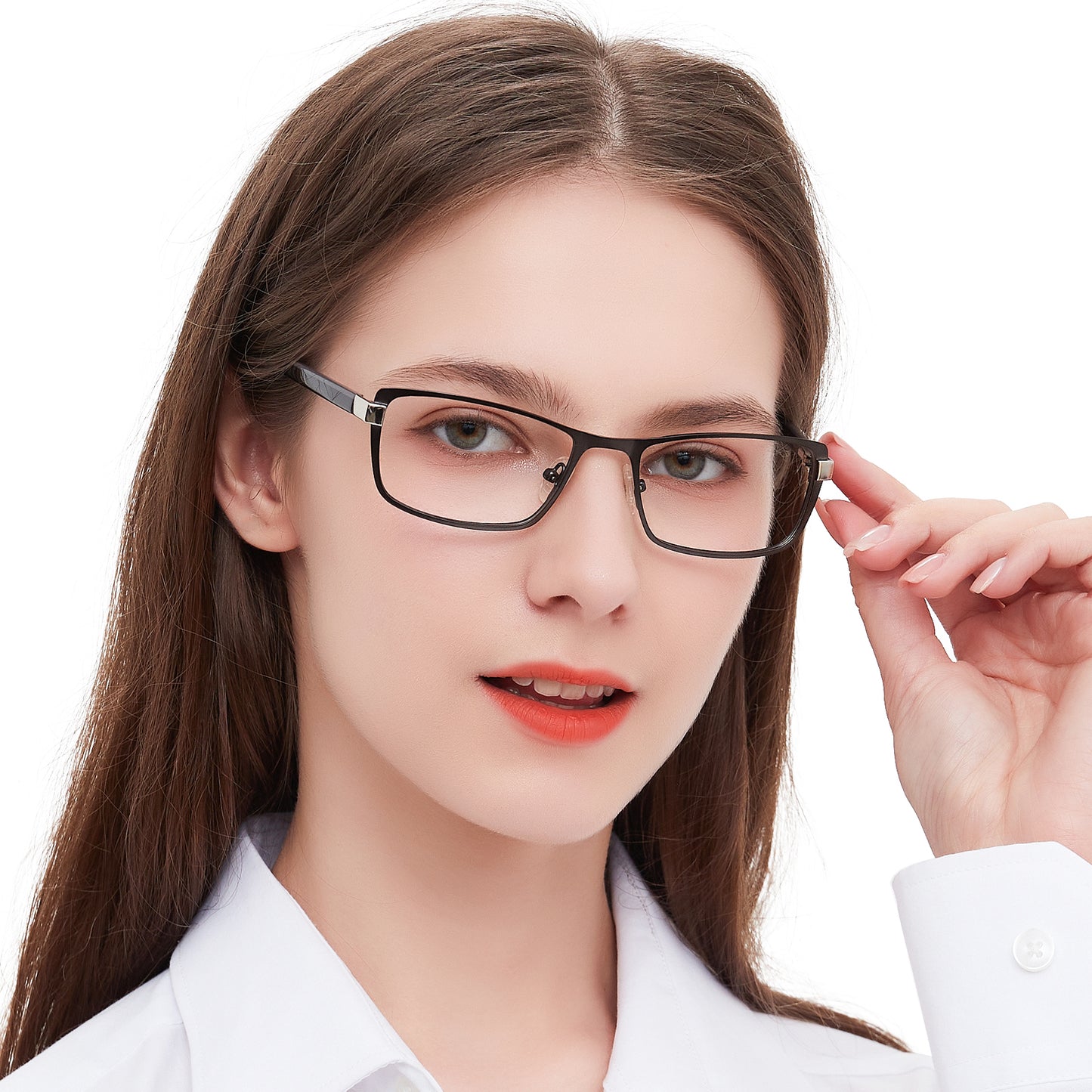 OCCI CHIARI Blue Light Glasses for Petite Women Men Non Prescription Glasses Metal Eyewear Full Rim Optical Frame BONU