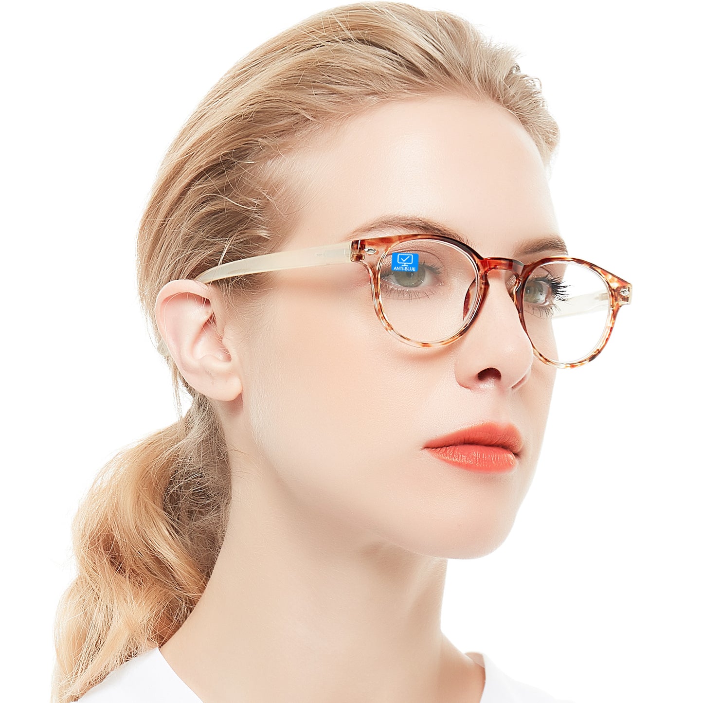 Computer Reading Glasses Blue Light Blocking Round Reader For Women ABL5006
