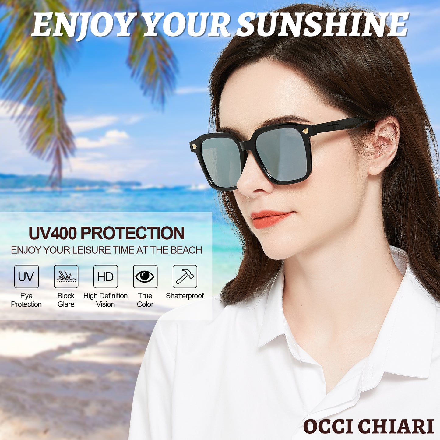OCCI CHIARI Polarized Sunglasses for Women Vintage Oversized Sun Glasses UV400 Protection OC5072