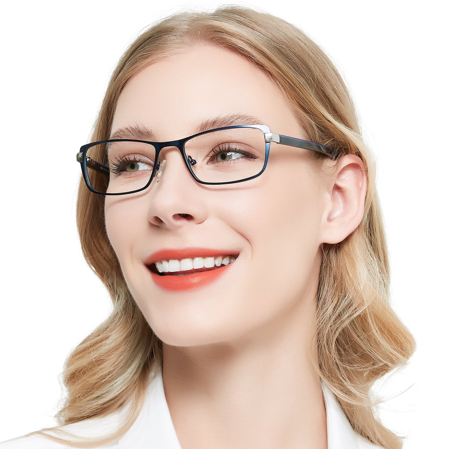 OCCI CHIARI Blue Light Glasses for Petite Women Men Non Prescription Glasses Metal Eyewear Full Rim Optical Frame BONU