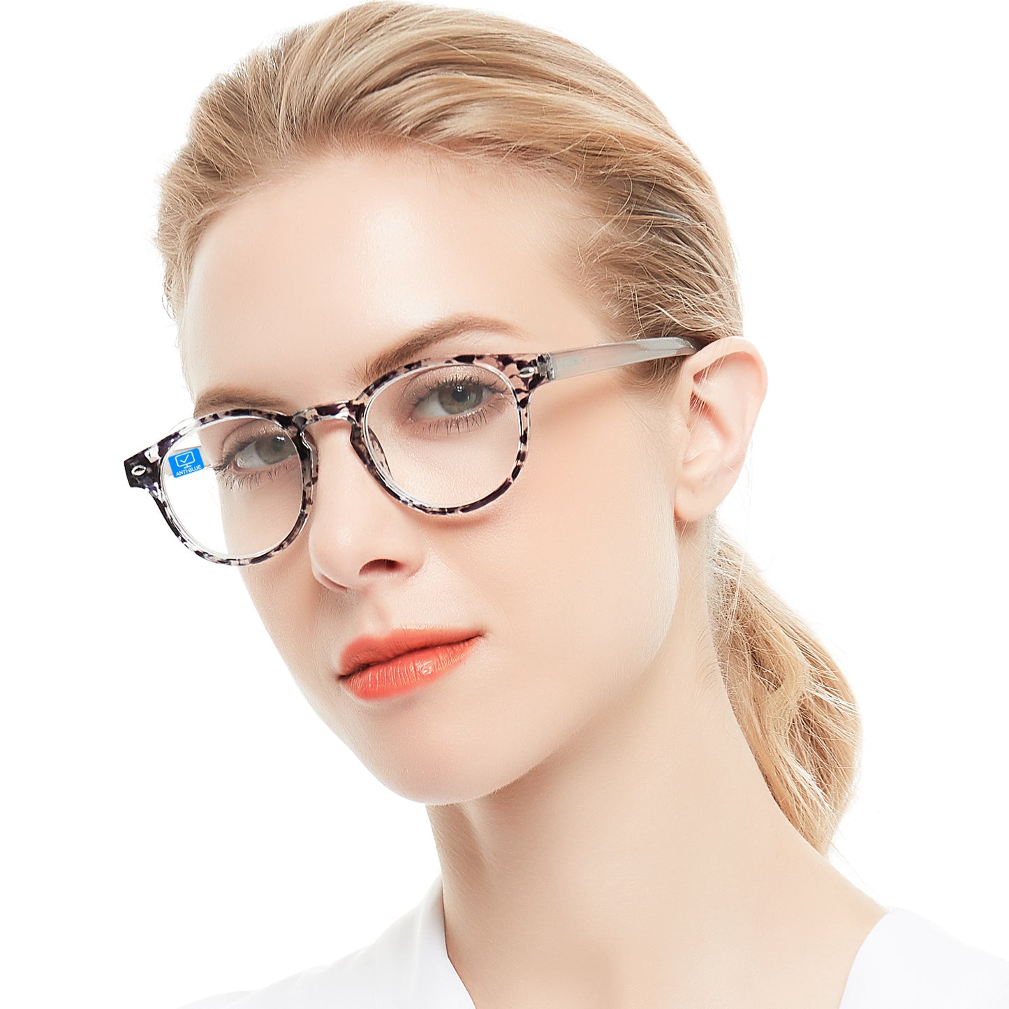 Computer Reading Glasses Blue Light Blocking Round Reader For Women ABL5006