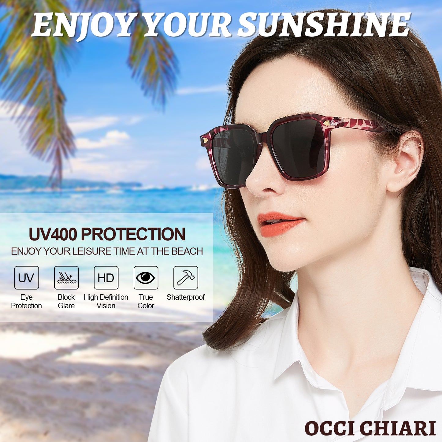 OCCI CHIARI Polarized Sunglasses for Women Vintage Oversized Sun Glasses UV400 Protection OC5072