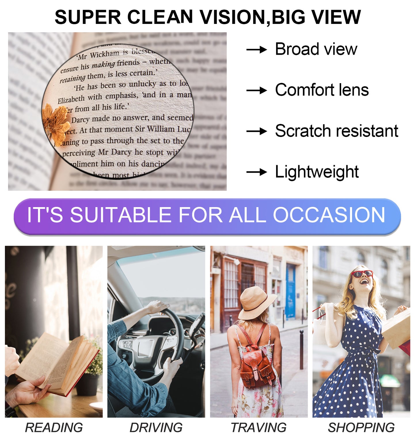 OCCI CHIARI Ladies Reading Glasses for Round Women 1.0+ Spring hinge Comfort Readers OC5006