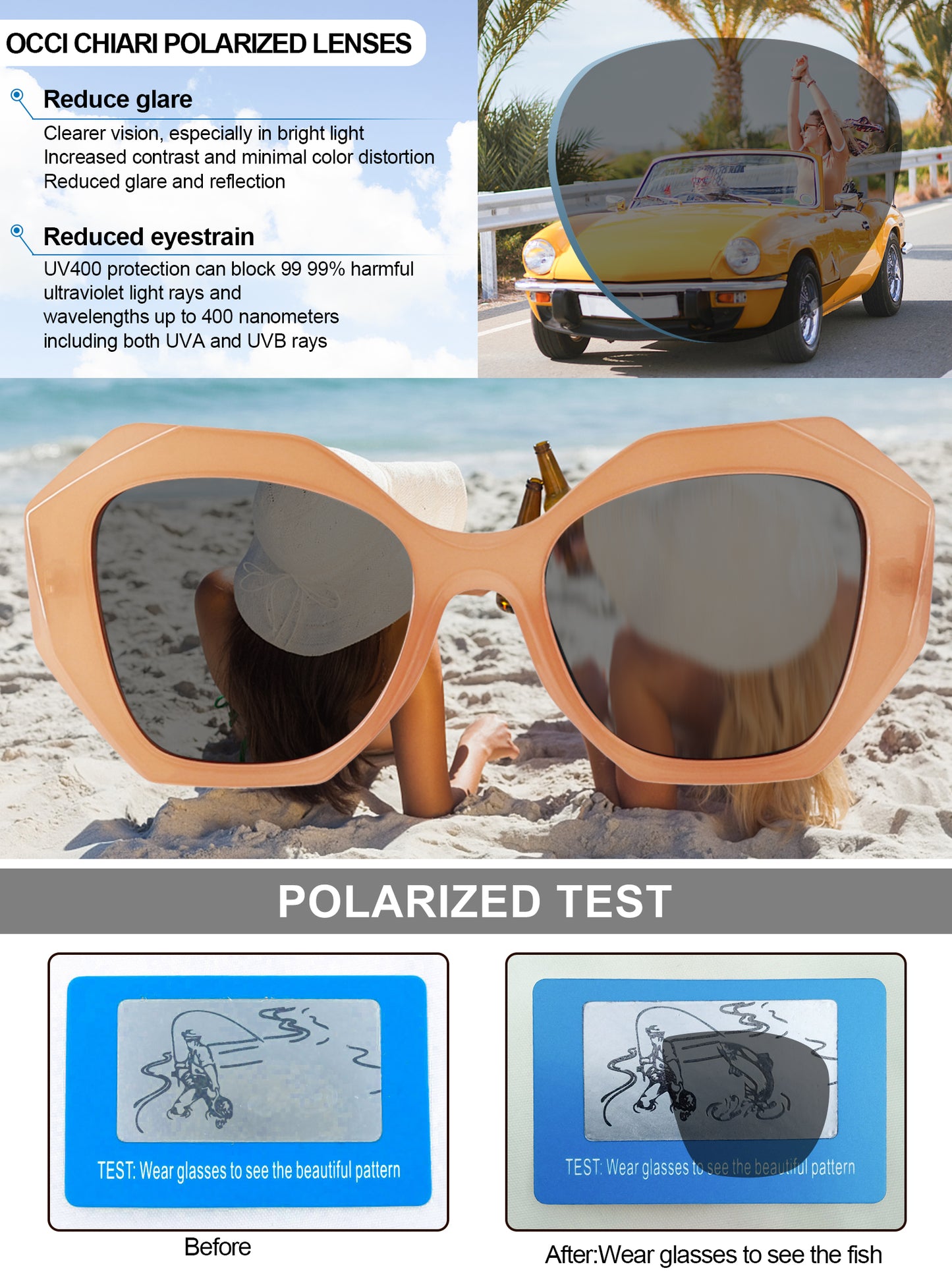 OCCI CHIARI Vintage Polarized Sunglasses Women Small Retro Sun Glasses UV400 Protection OC5070