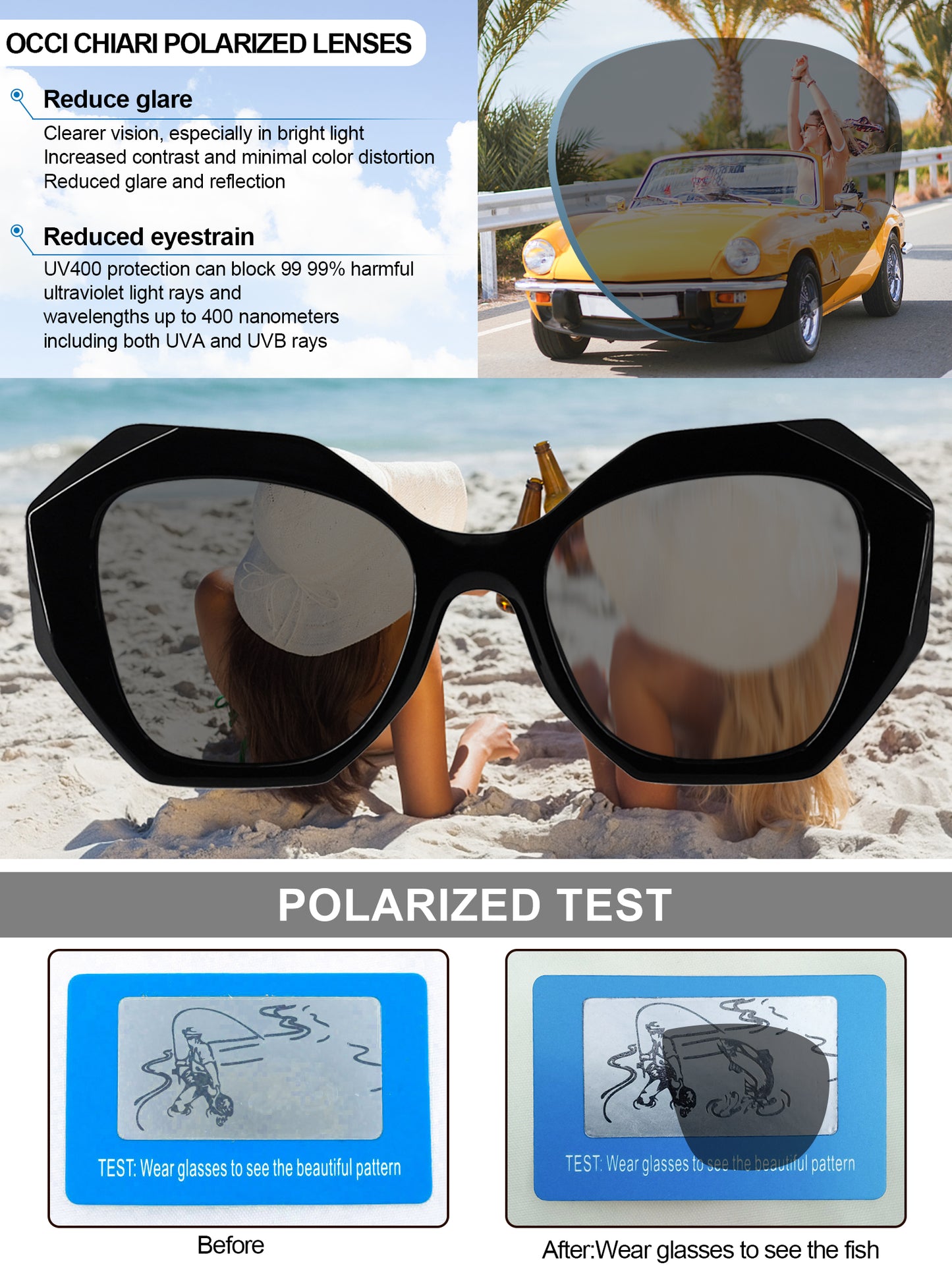 OCCI CHIARI Vintage Polarized Sunglasses Women Small Retro Sun Glasses UV400 Protection OC5070