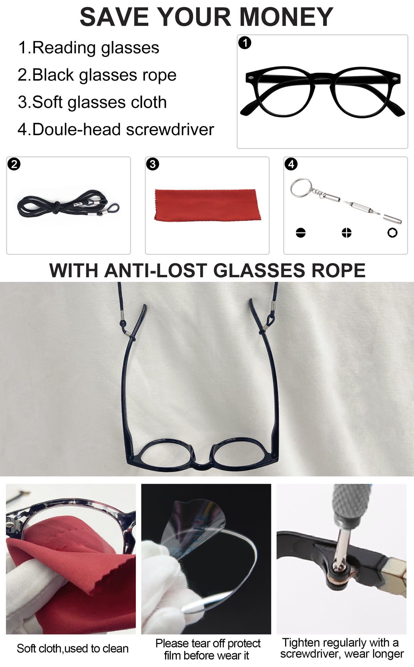 OCCI CHIARI Ladies Reading Glasses for Round Women 1.0+ Spring hinge Comfort Readers OC5006