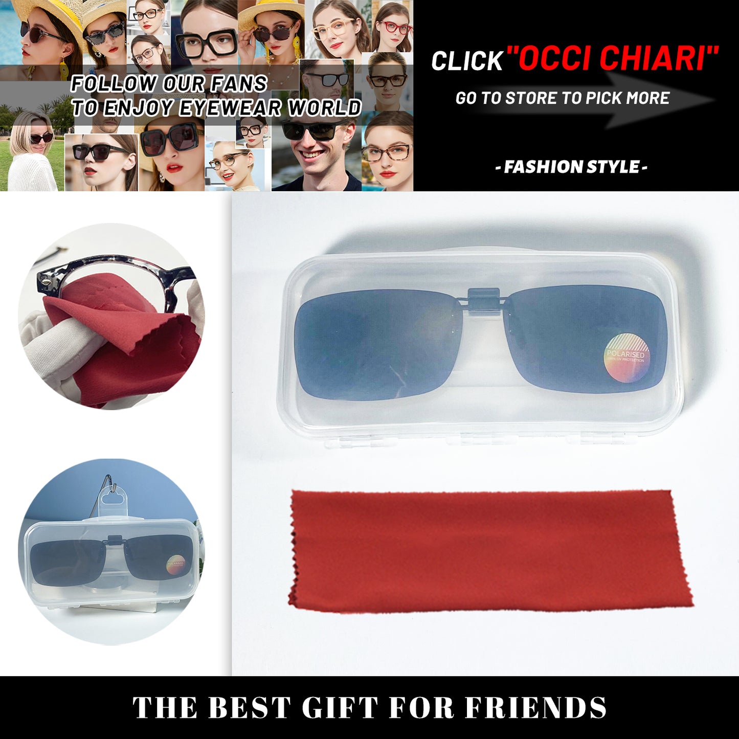 OCCI CHIARI Polarized Flip-up Clip-on Sunglasses for Eyeglasses for Men and Women Outdoor/Driving UV400 9062