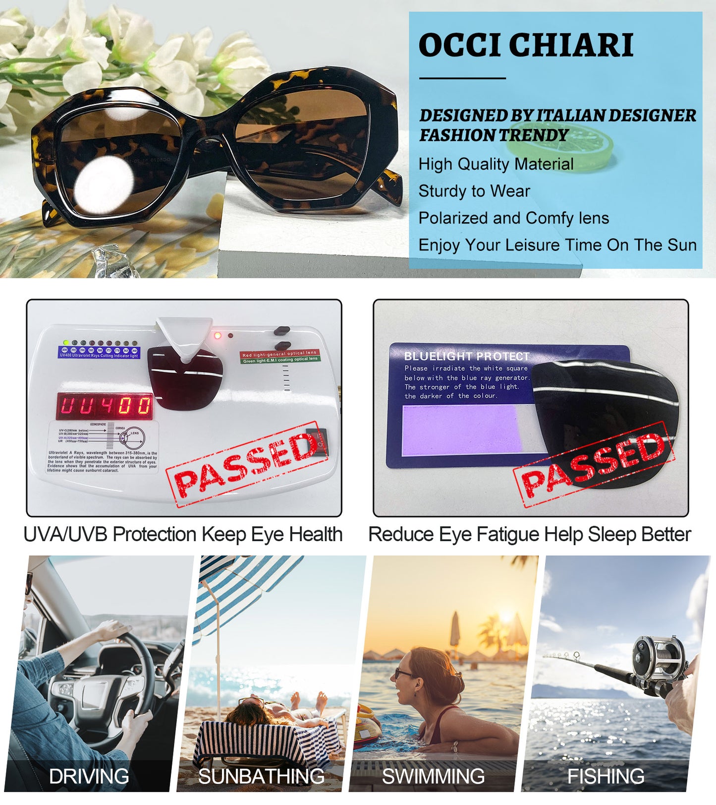 OCCI CHIARI Vintage Polarized Sunglasses Women Small Retro Sun Glasses UV400 Protection OC5070