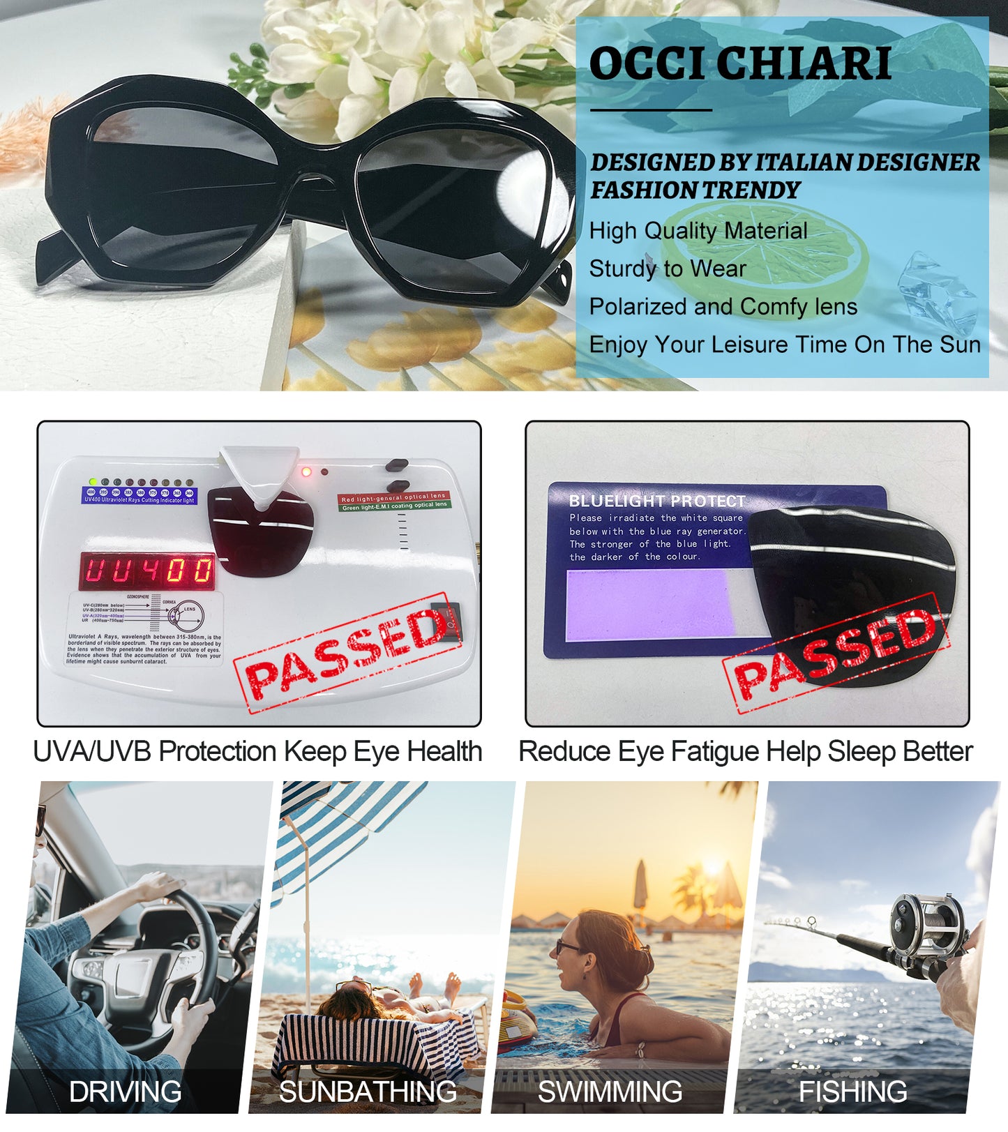 OCCI CHIARI Vintage Polarized Sunglasses Women Small Retro Sun Glasses UV400 Protection OC5070