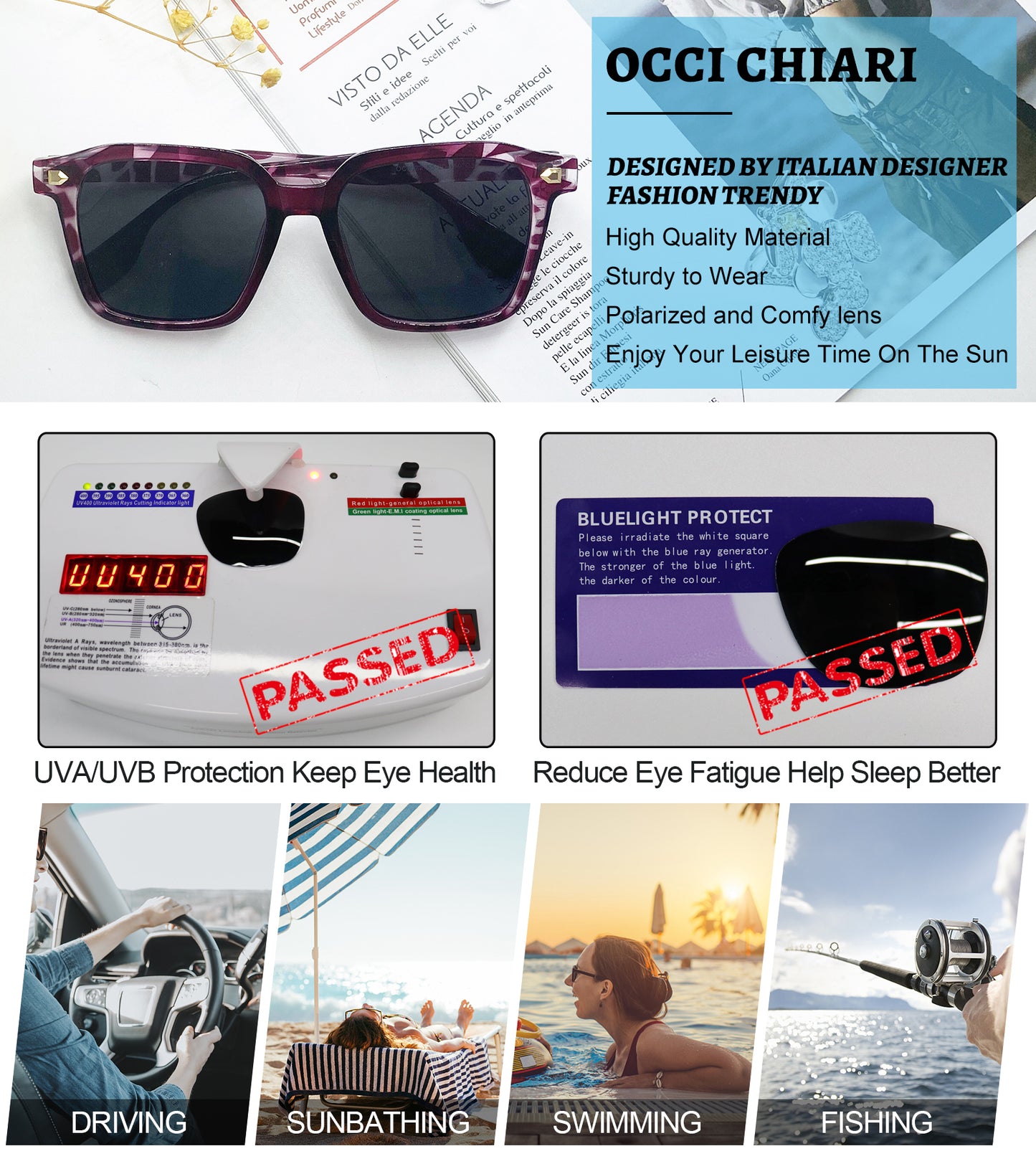 OCCI CHIARI Polarized Sunglasses for Women Vintage Oversized Sun Glasses UV400 Protection OC5072