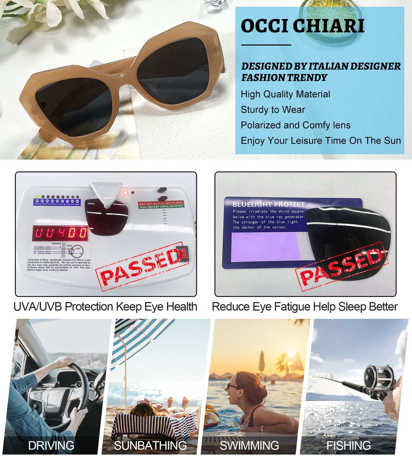 OCCI CHIARI Vintage Polarized Sunglasses Women Small Retro Sun Glasses UV400 Protection OC5070