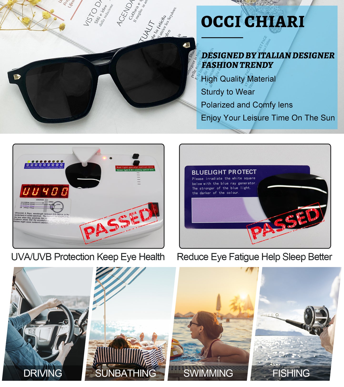 OCCI CHIARI Polarized Sunglasses for Women Vintage Oversized Sun Glasses UV400 Protection OC5072