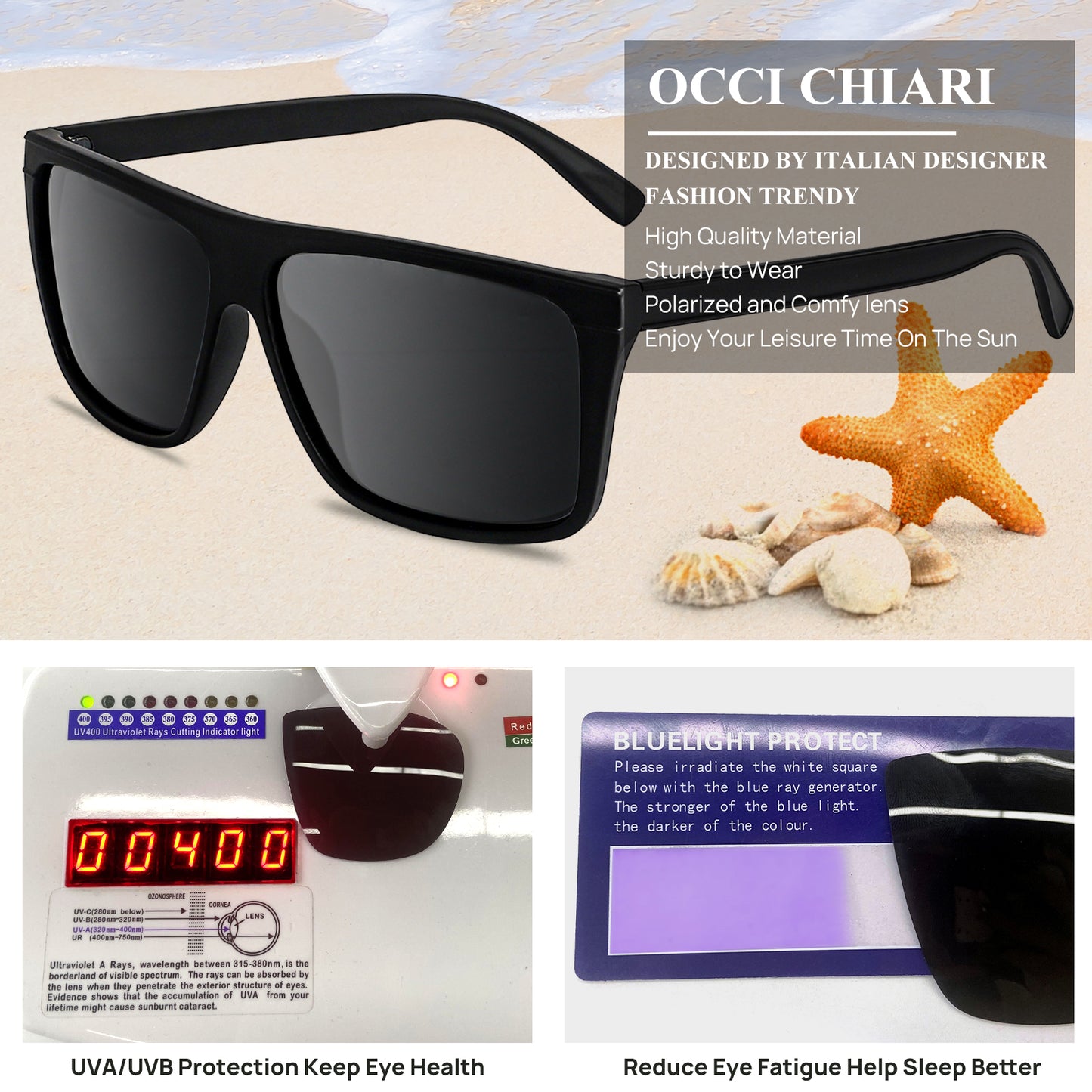 OCCI CHIARI Oversized Polarized Sunglasses Men Fashion Sun Glasses UV400 Protection OC5071