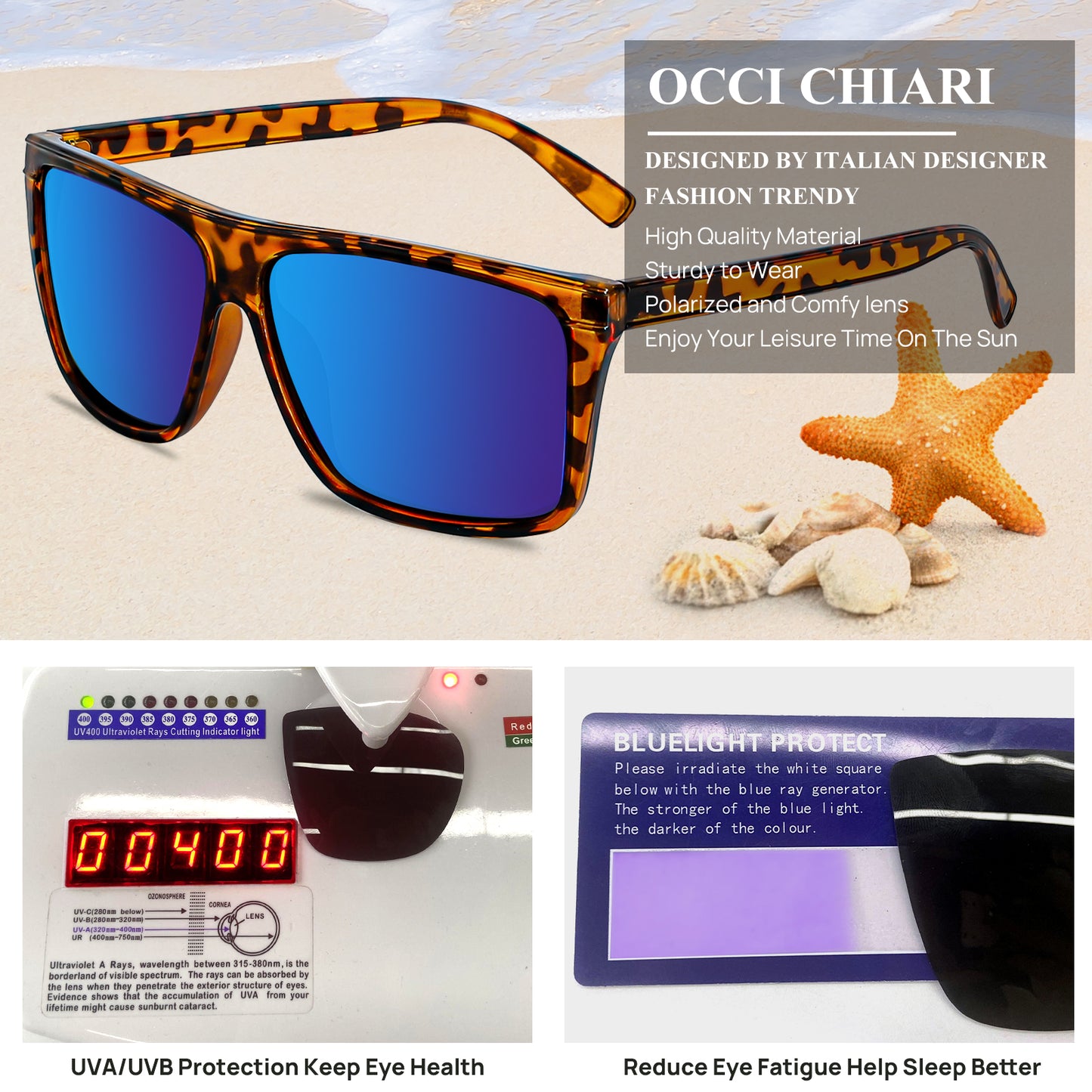 OCCI CHIARI Oversized Polarized Sunglasses Men Fashion Sun Glasses UV400 Protection OC5071