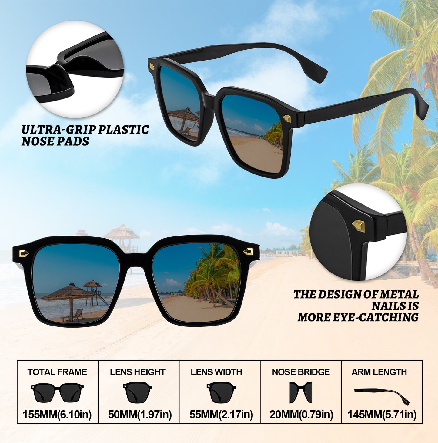 OCCI CHIARI Polarized Sunglasses for Women Vintage Oversized Sun Glasses UV400 Protection OC5072