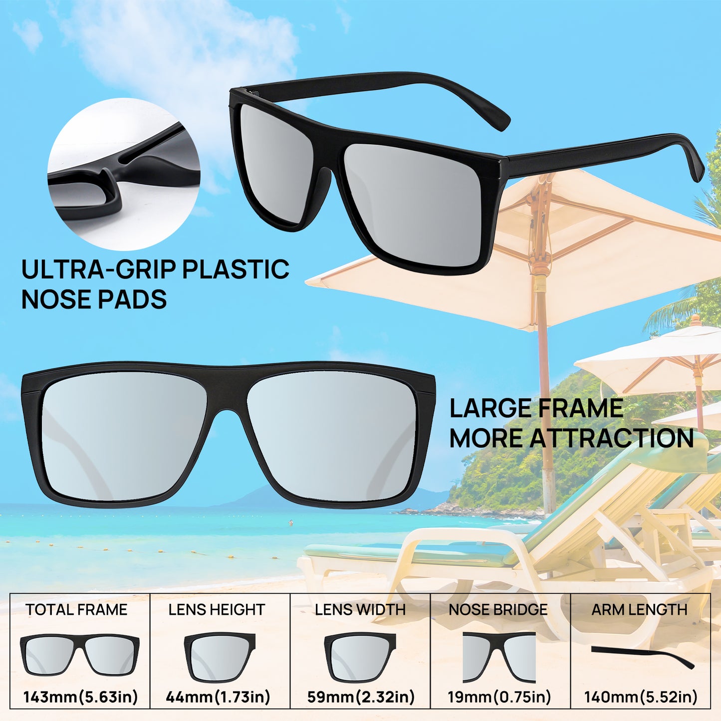OCCI CHIARI Oversized Polarized Sunglasses Men Fashion Sun Glasses UV400 Protection OC5071