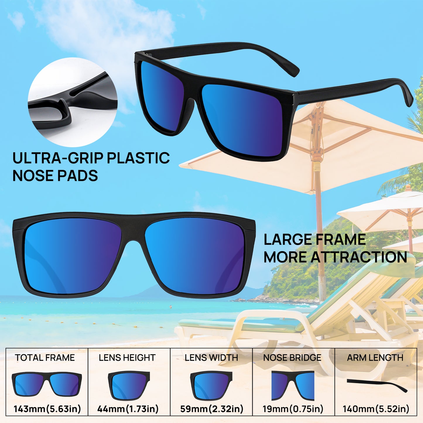 OCCI CHIARI Oversized Polarized Sunglasses Men Fashion Sun Glasses UV400 Protection OC5071
