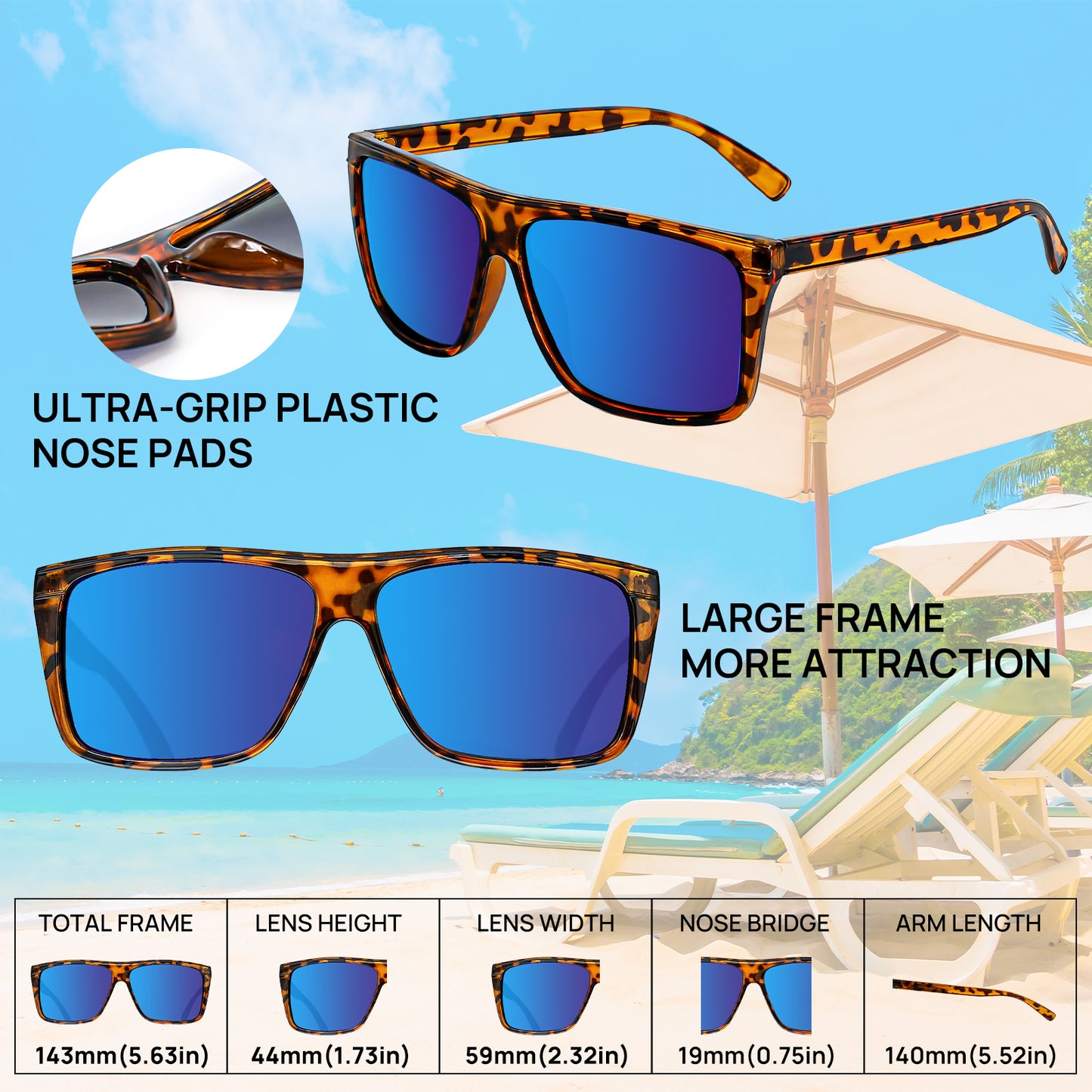 OCCI CHIARI Oversized Polarized Sunglasses Men Fashion Sun Glasses UV400 Protection OC5071