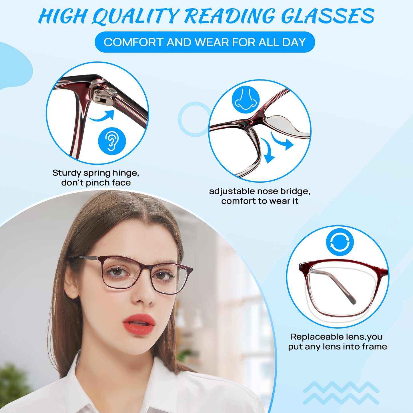 OCCI CHIARI Blue Light Glasses for Women Non Prescription Glasses Fashion Eyewear Full Rim Optical Frame 18224