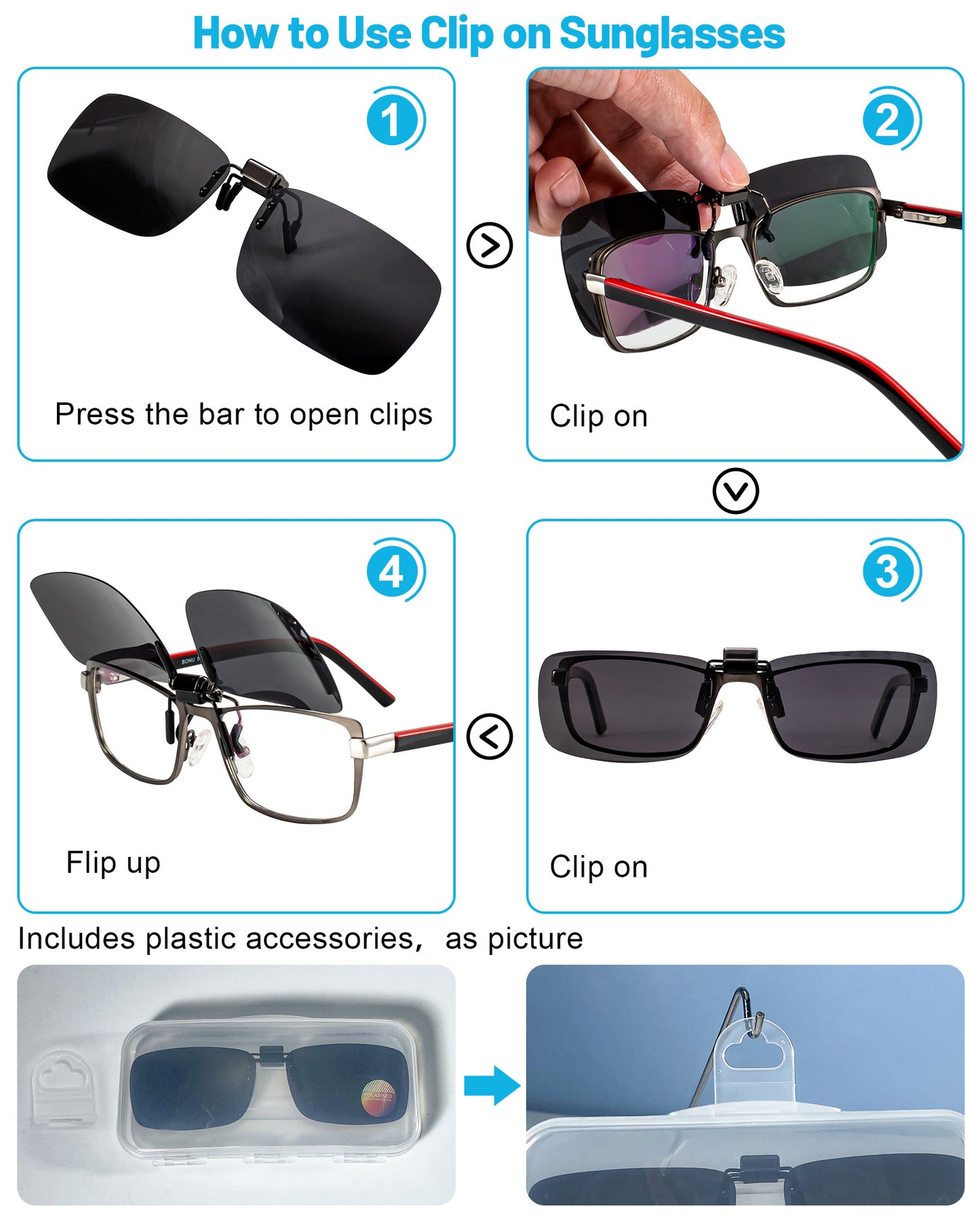 OCCI CHIARI Polarized Flip-up Clip-on Sunglasses for Eyeglasses for Men and Women Outdoor/Driving UV400