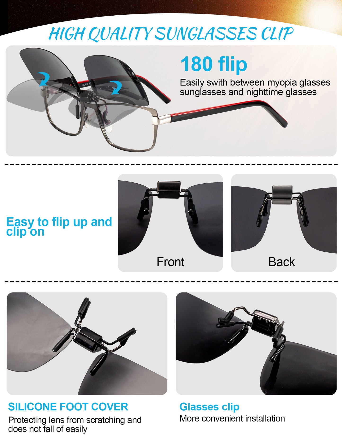 OCCI CHIARI Polarized Flip-up Clip-on Sunglasses for Eyeglasses for Men and Women Outdoor/Driving UV400