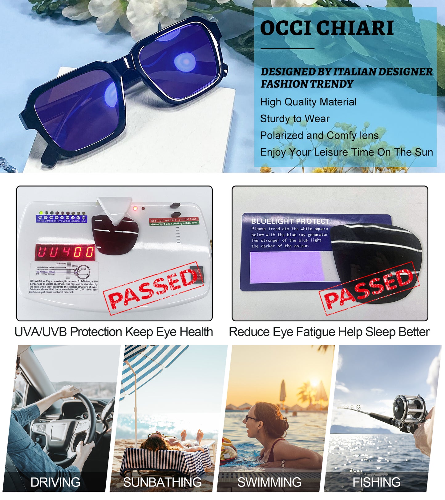 OCCI CHIARI Trendy Polarized Sunglasses for Women Vintage Large Sun Glasses UV400 Protection OC5073