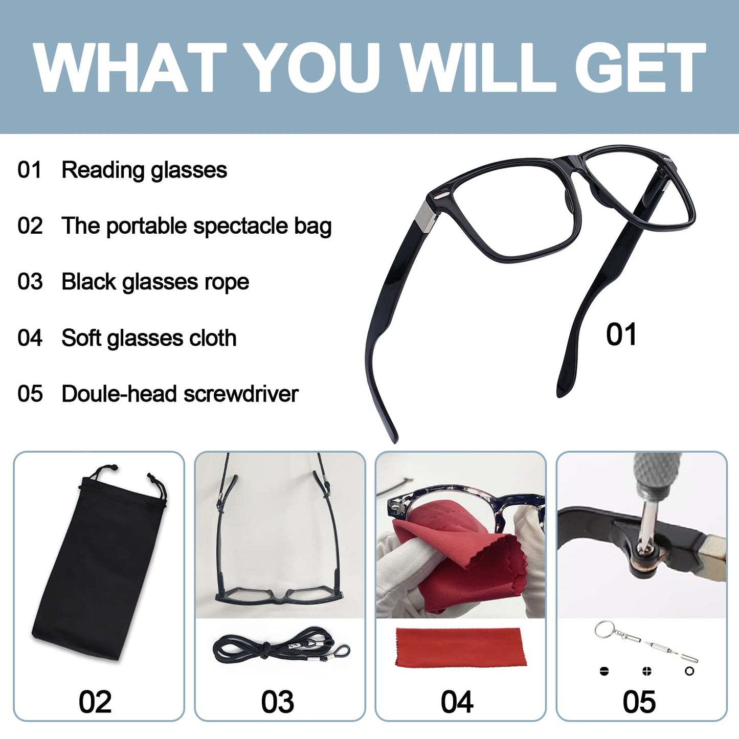 OCCI CHIARI Oversized Reading Glasses Men Stylish Square Readers 1.0 to 6.0