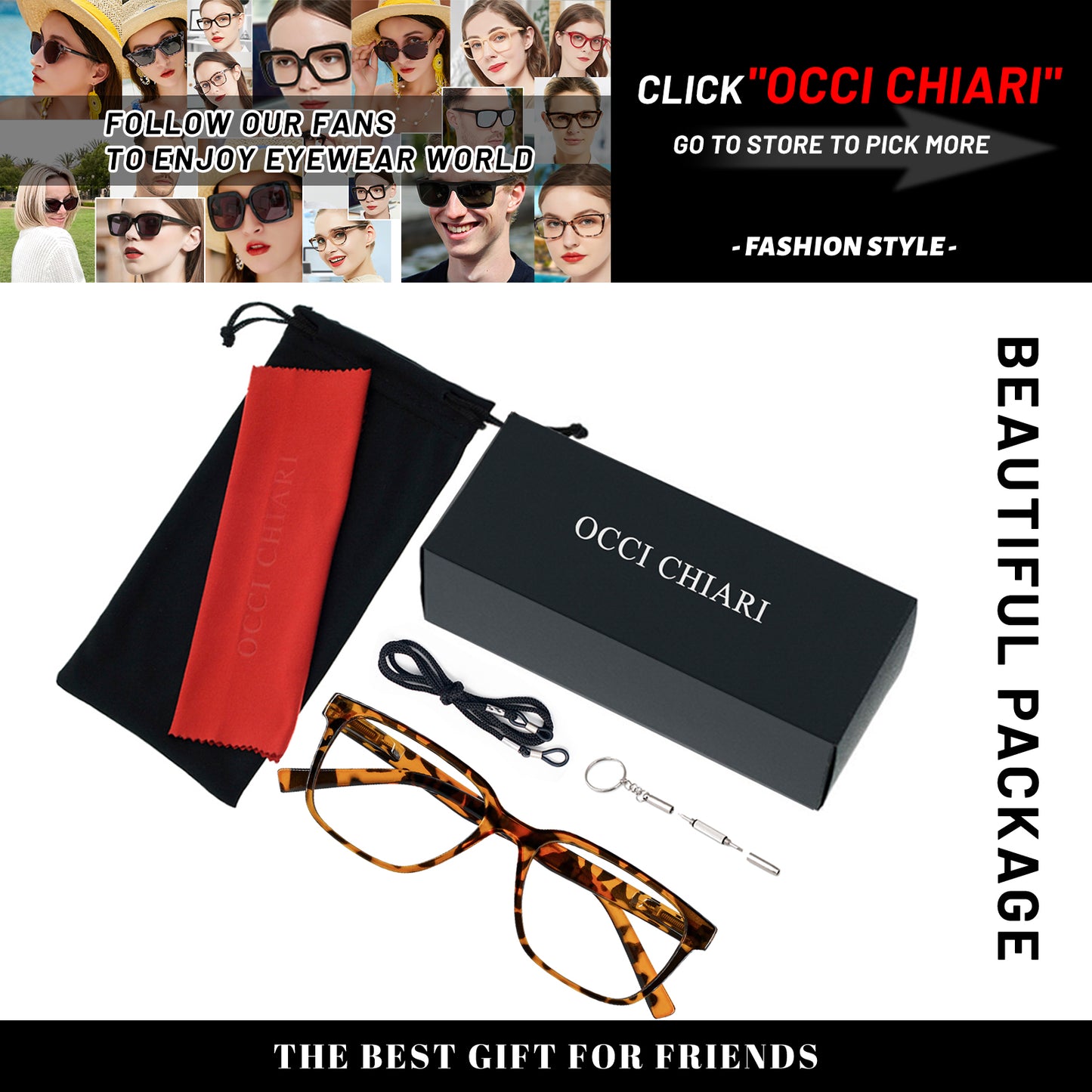 OCCI CHIARI Transition Bifocal Reading Glasses for Men XL Blue Light Blocking Readers OC5209BB