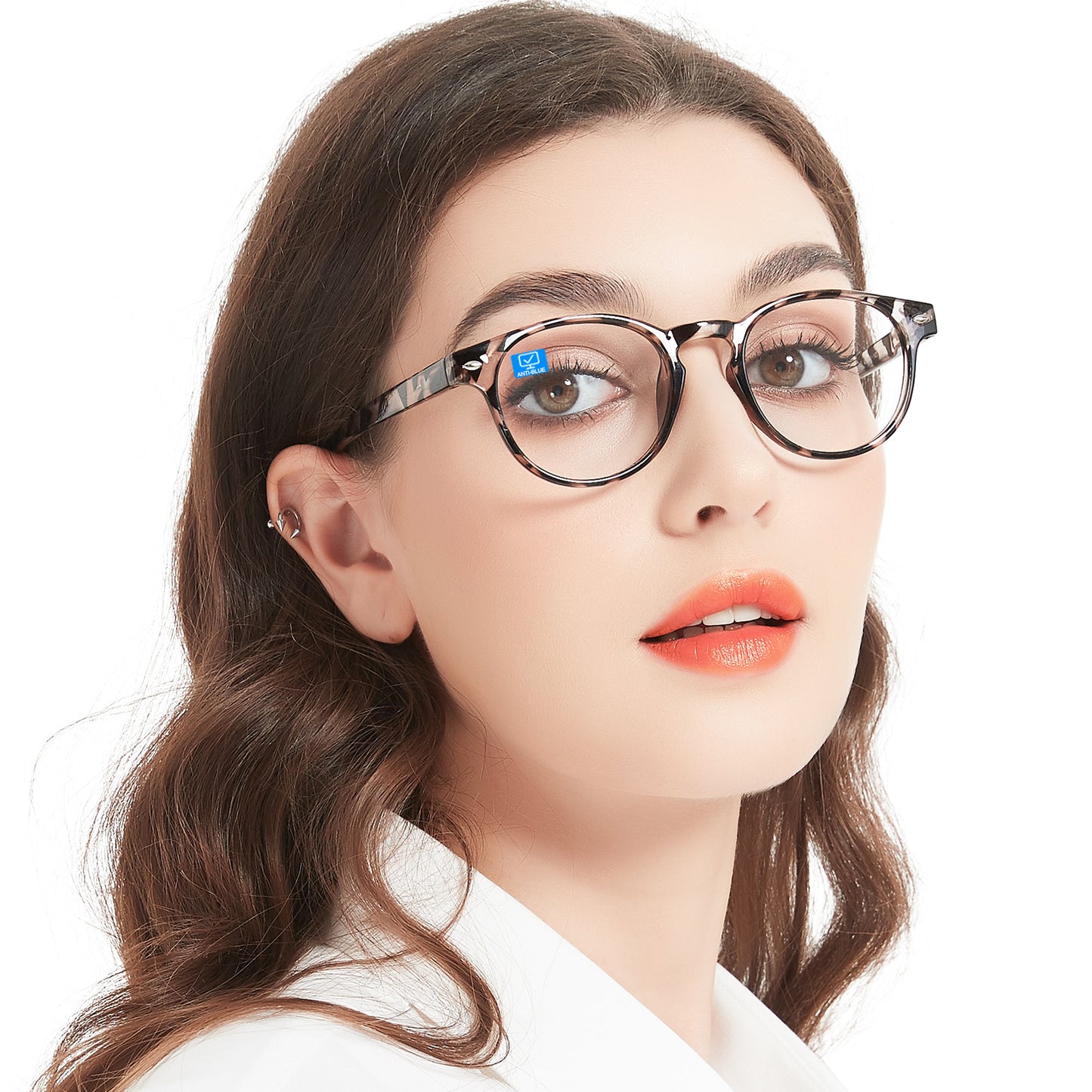 Computer Reading Glasses Blue Light Blocking Round Reader For Women ABL5006