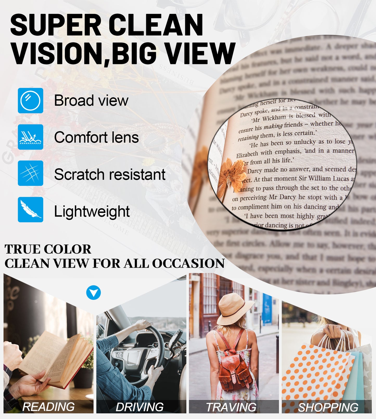 Computer Reading Glasses Blue Light Blocking Round Reader For Women ABL5006