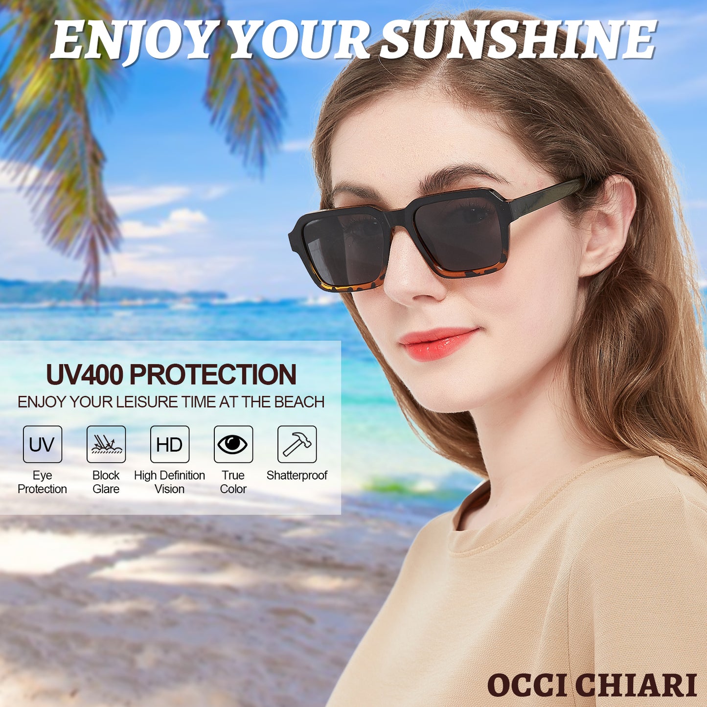 OCCI CHIARI Trendy Polarized Sunglasses for Women Vintage Large Sun Glasses UV400 Protection OC5073