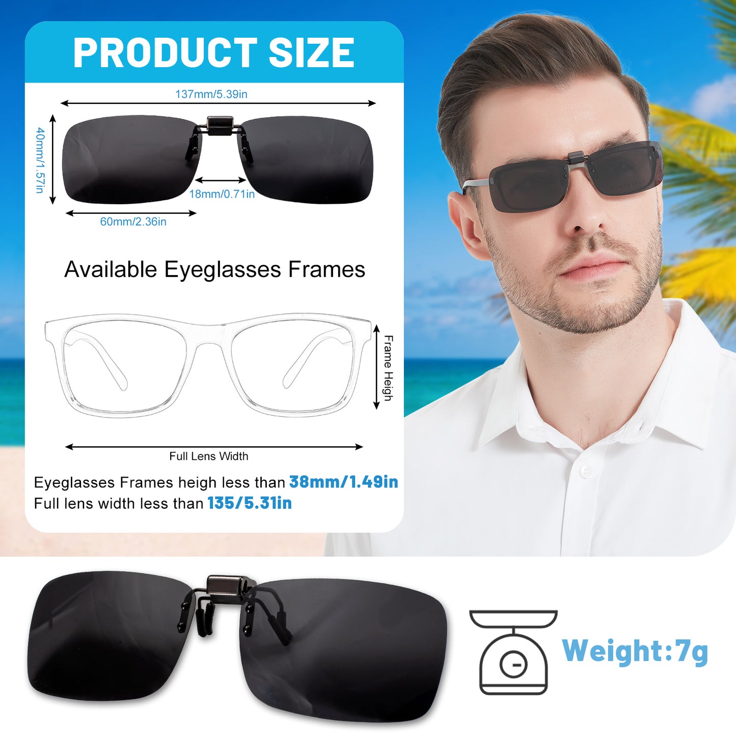 OCCI CHIARI Polarized Flip-up Clip-on Sunglasses for Eyeglasses for Men and Women Outdoor/Driving UV400
