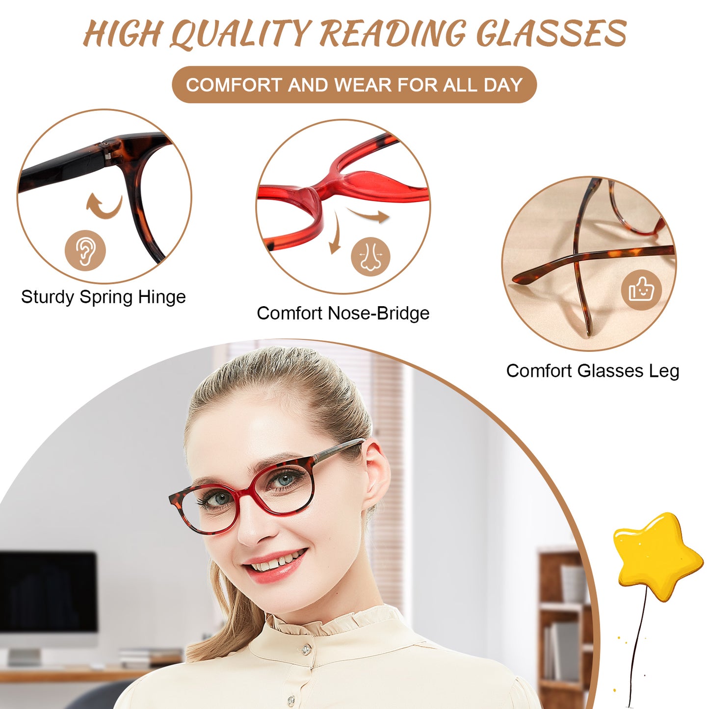 OCCI CHIARI Reading Glasses Lightweight Round Reader OC5017
