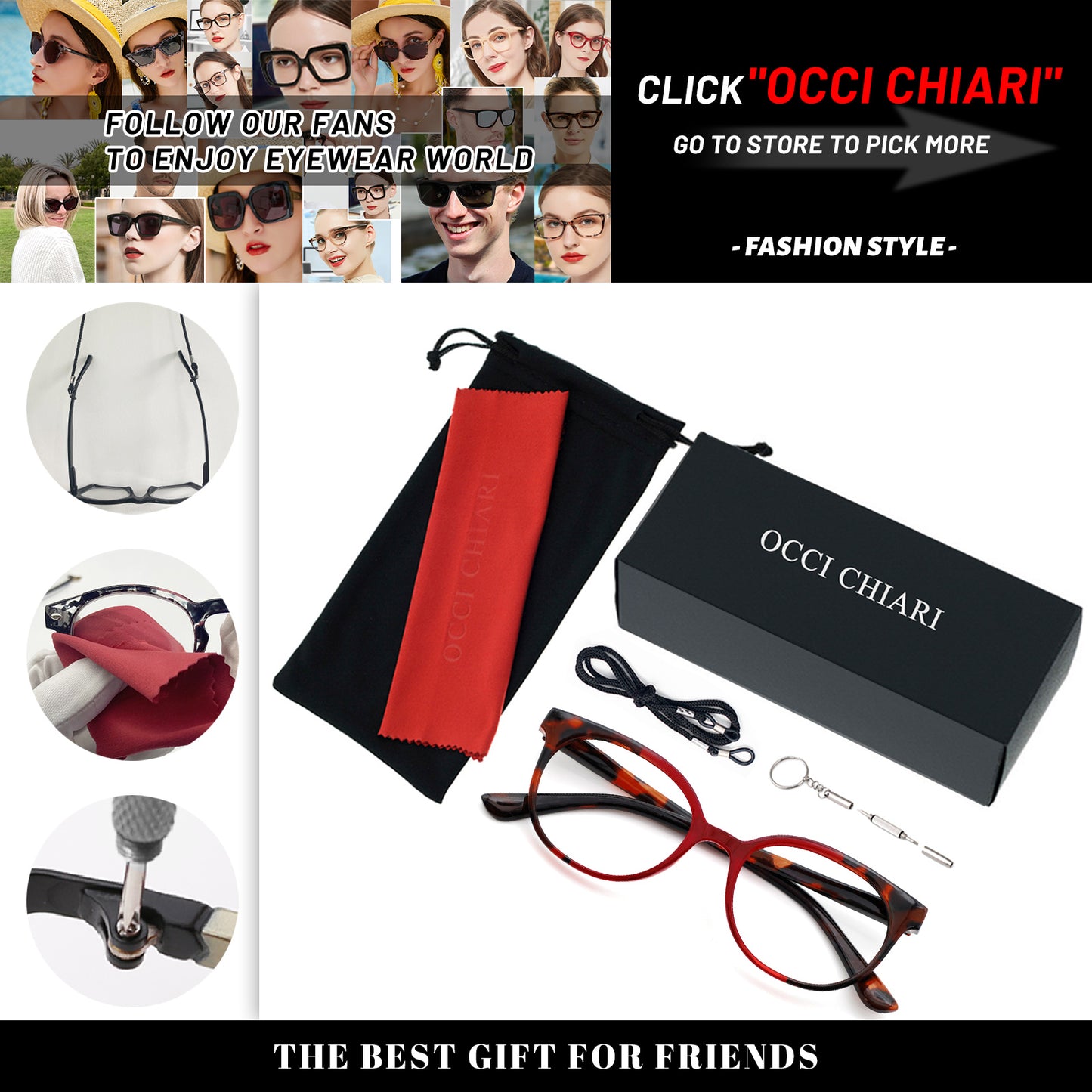 OCCI CHIARI Reading Glasses Lightweight Round Reader OC5017