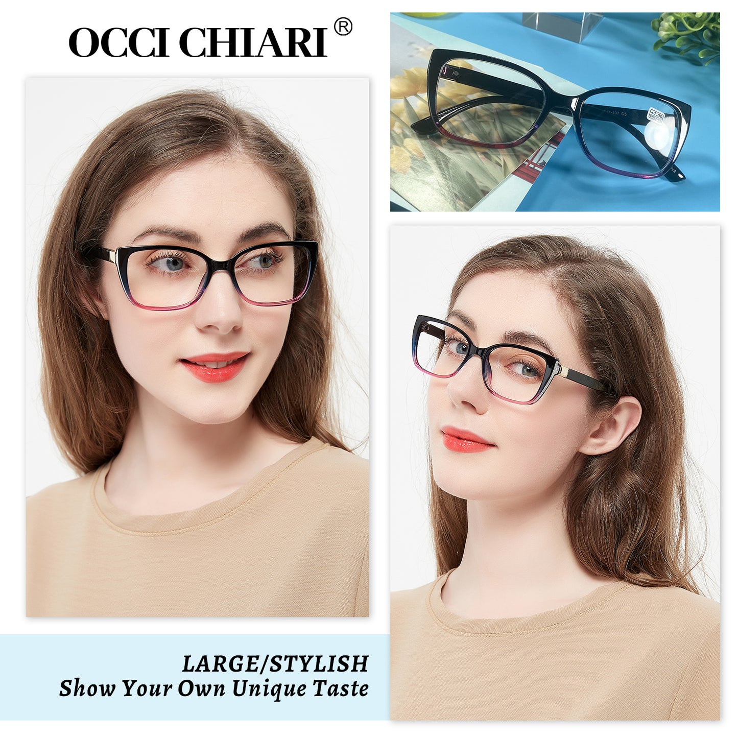 OCCI CHIARI Reading Glasses For Women Oversized Reader OC5117