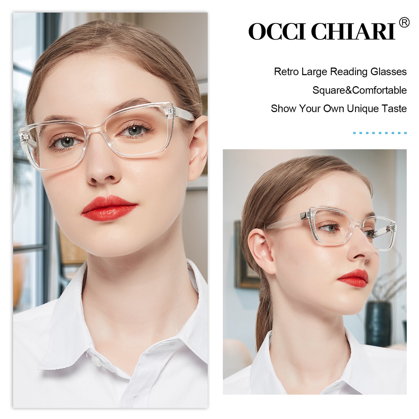 OCCI CHIARI Reading Glasses For Women Oversized Reader OC5117