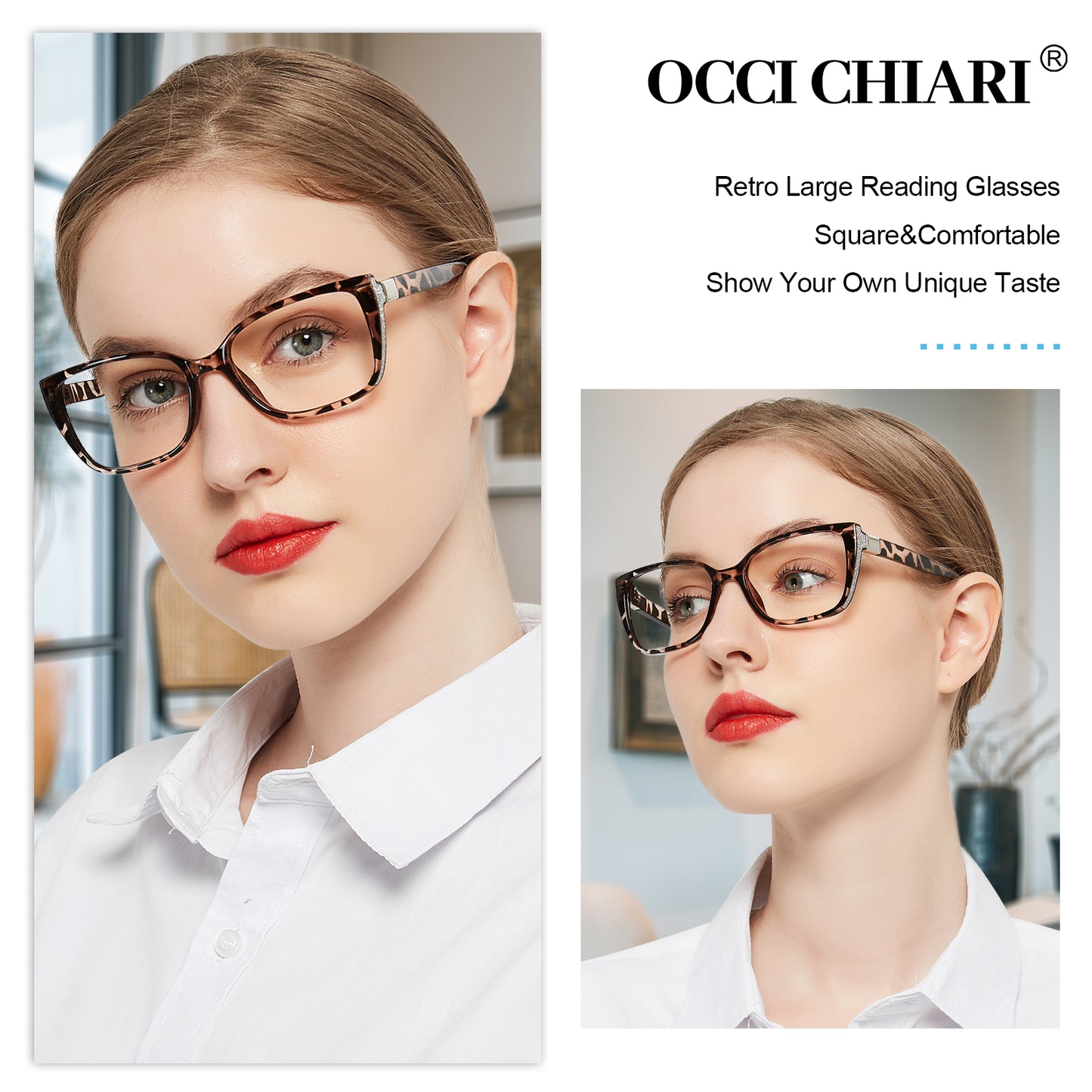 OCCI CHIARI Reading Glasses For Women Oversized Reader OC5117