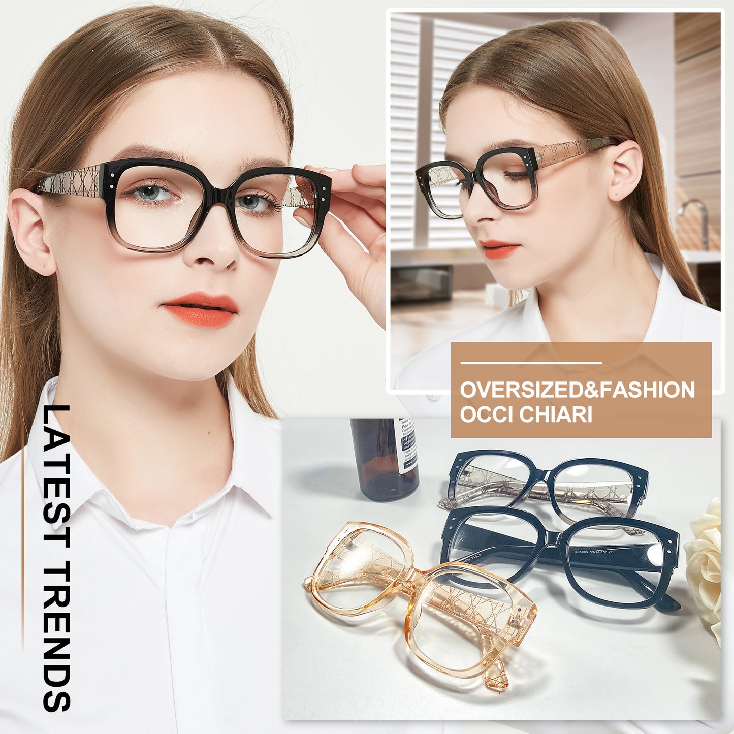 OCCI CHIARI Thick Oversized Reading Glasses Women Trendy Readers Thic Style OC5085