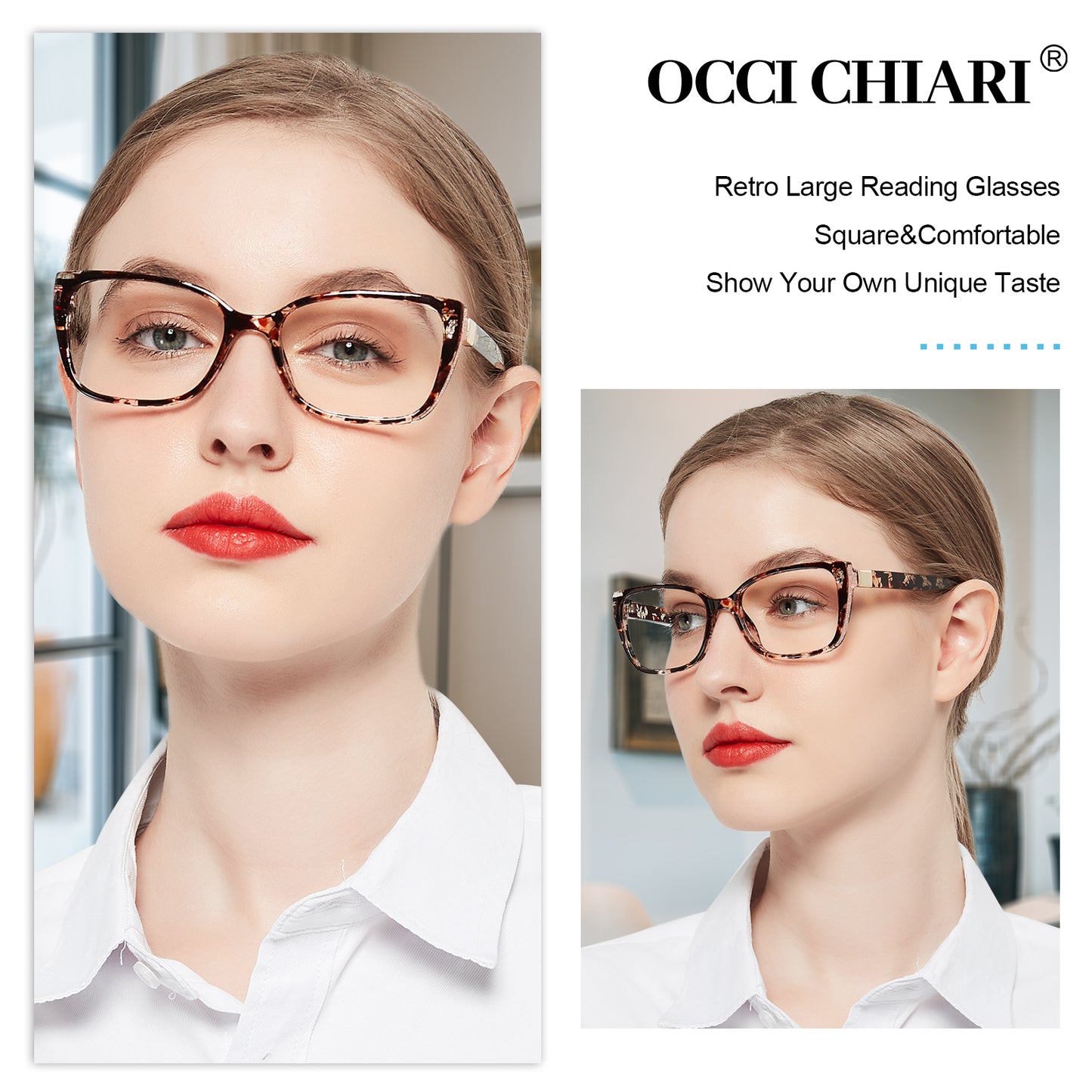 OCCI CHIARI Reading Glasses For Women Oversized Reader OC5117