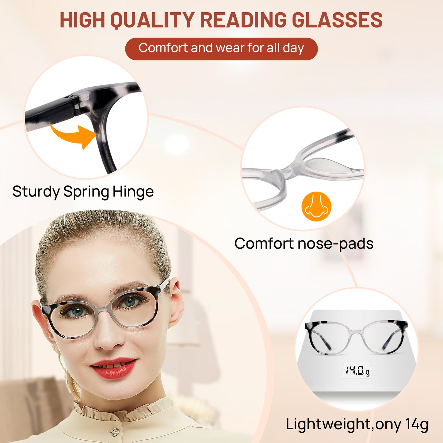 OCCI CHIARI Reading Glasses Lightweight Round Reader OC5017