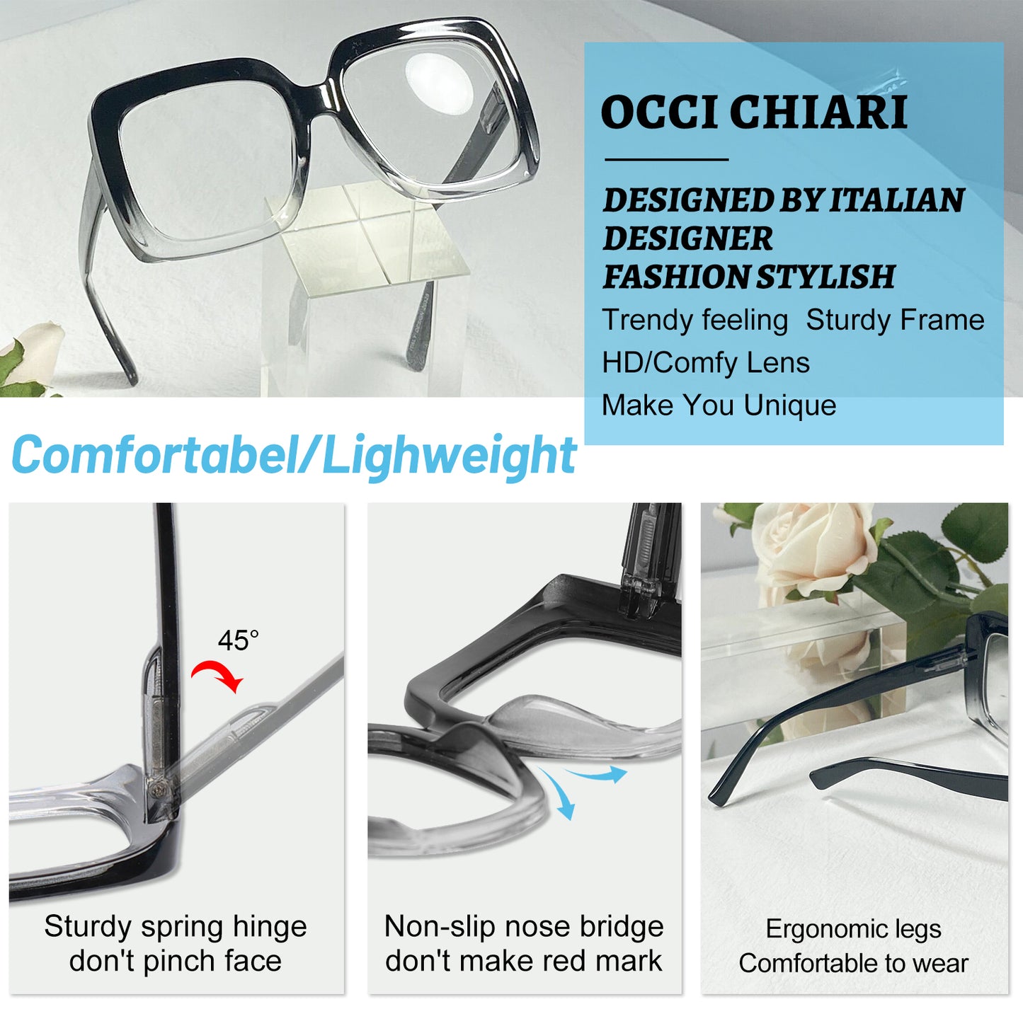 OCCI CHIARI Reading Glasses For Women Oversized Reader OC5113