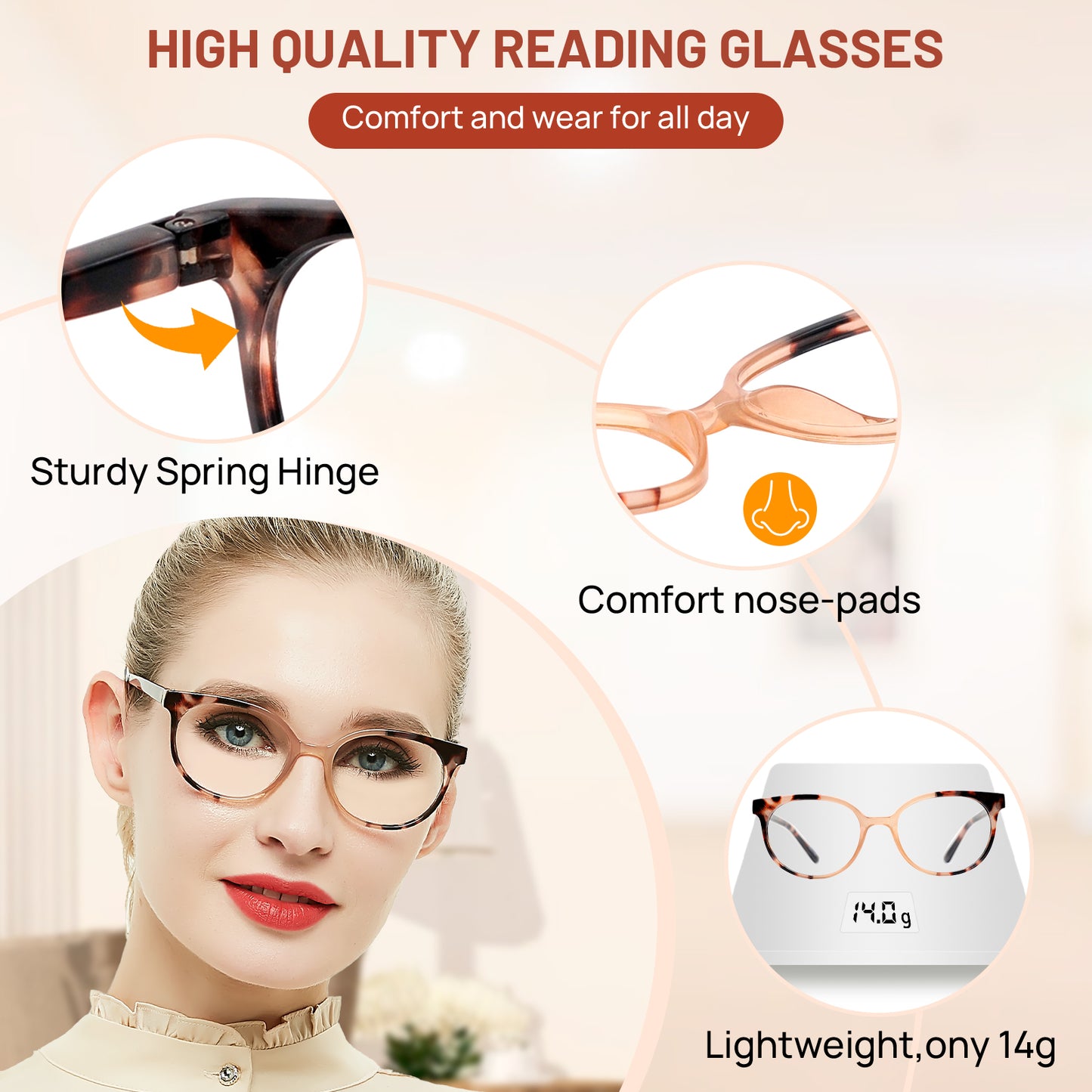 OCCI CHIARI Reading Glasses Lightweight Round Reader OC5017