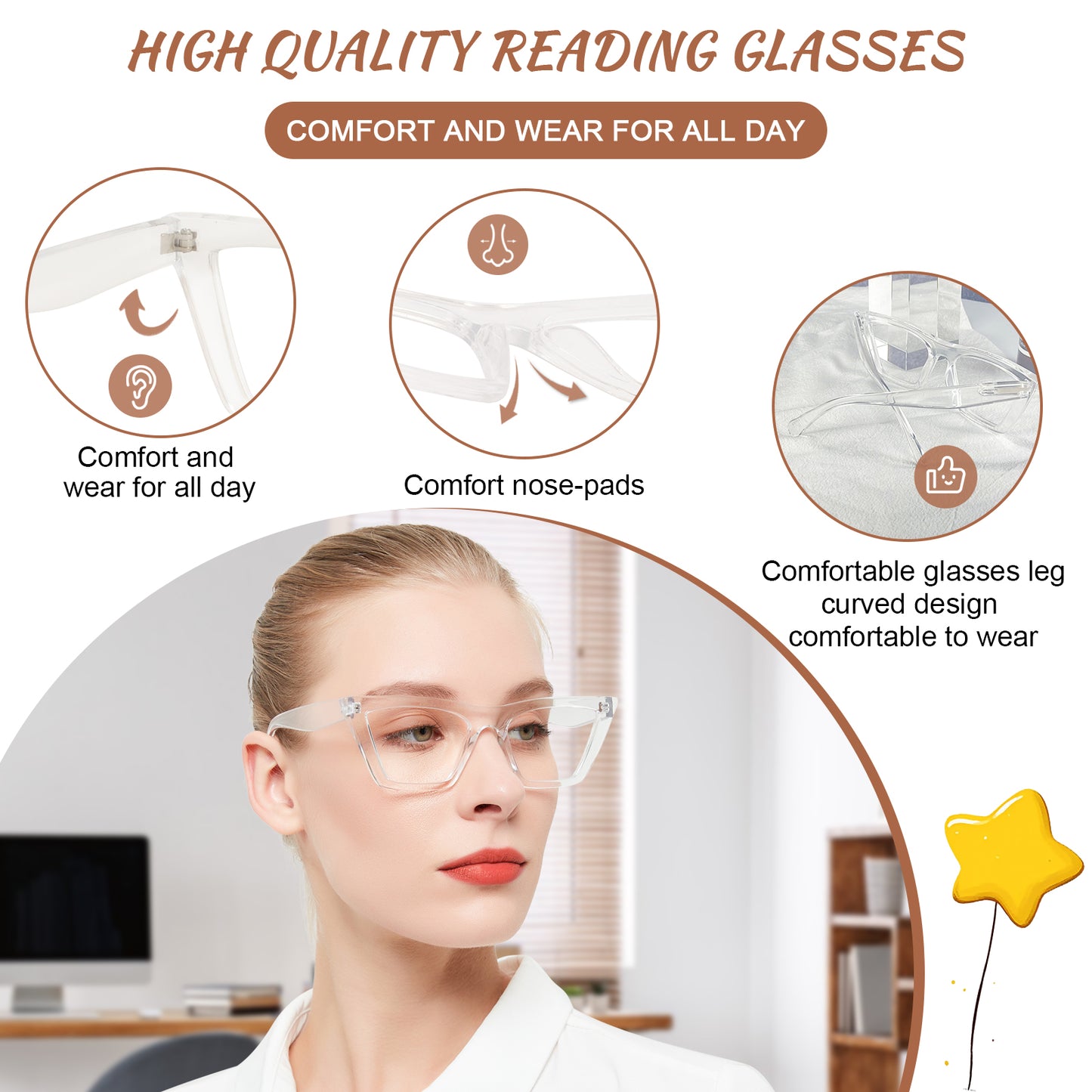 OCCI CHIARI Reading Glasses for Women Cat Eye Fashion Reader OC5033