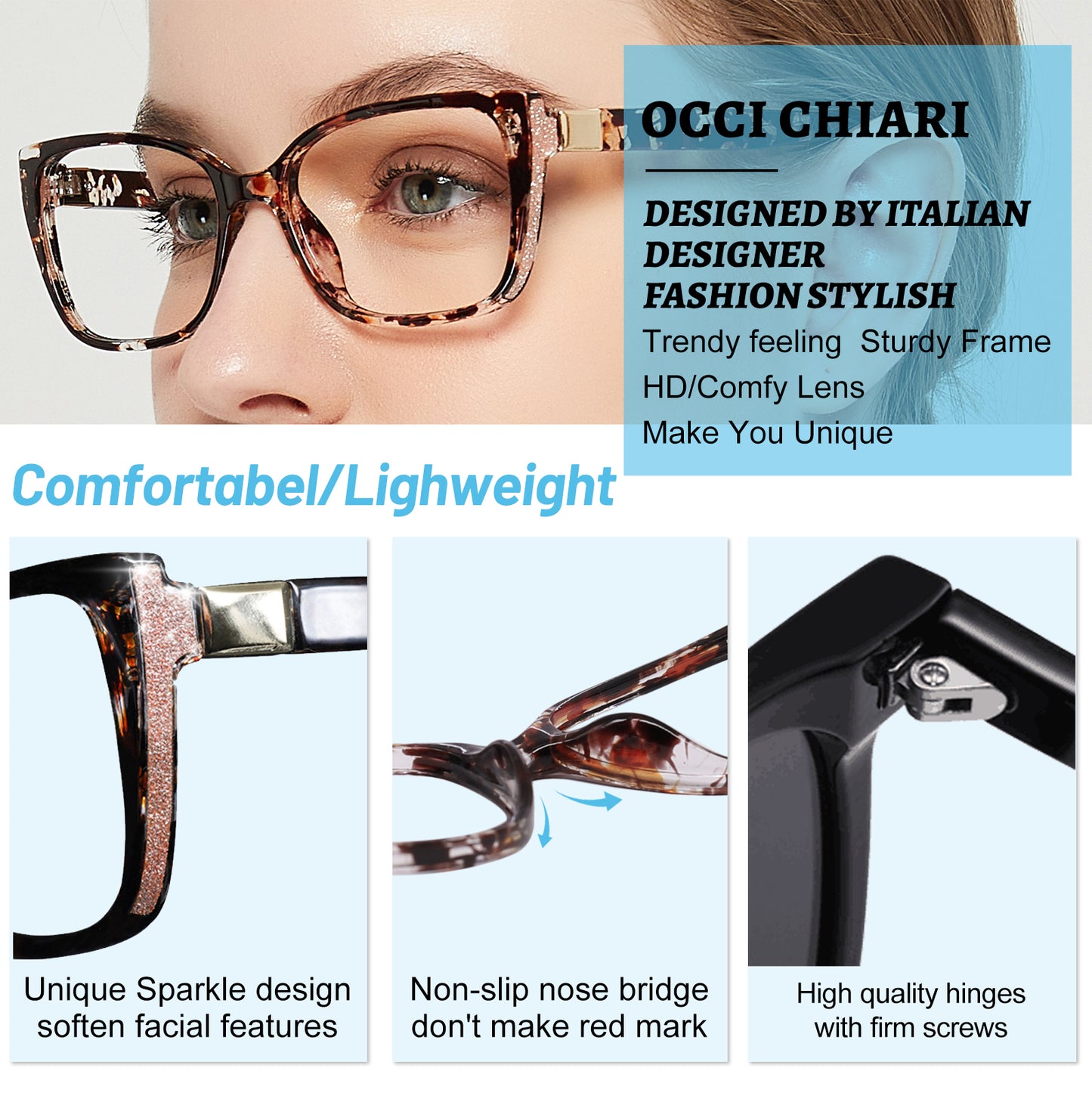 OCCI CHIARI Reading Glasses For Women Oversized Reader OC5117