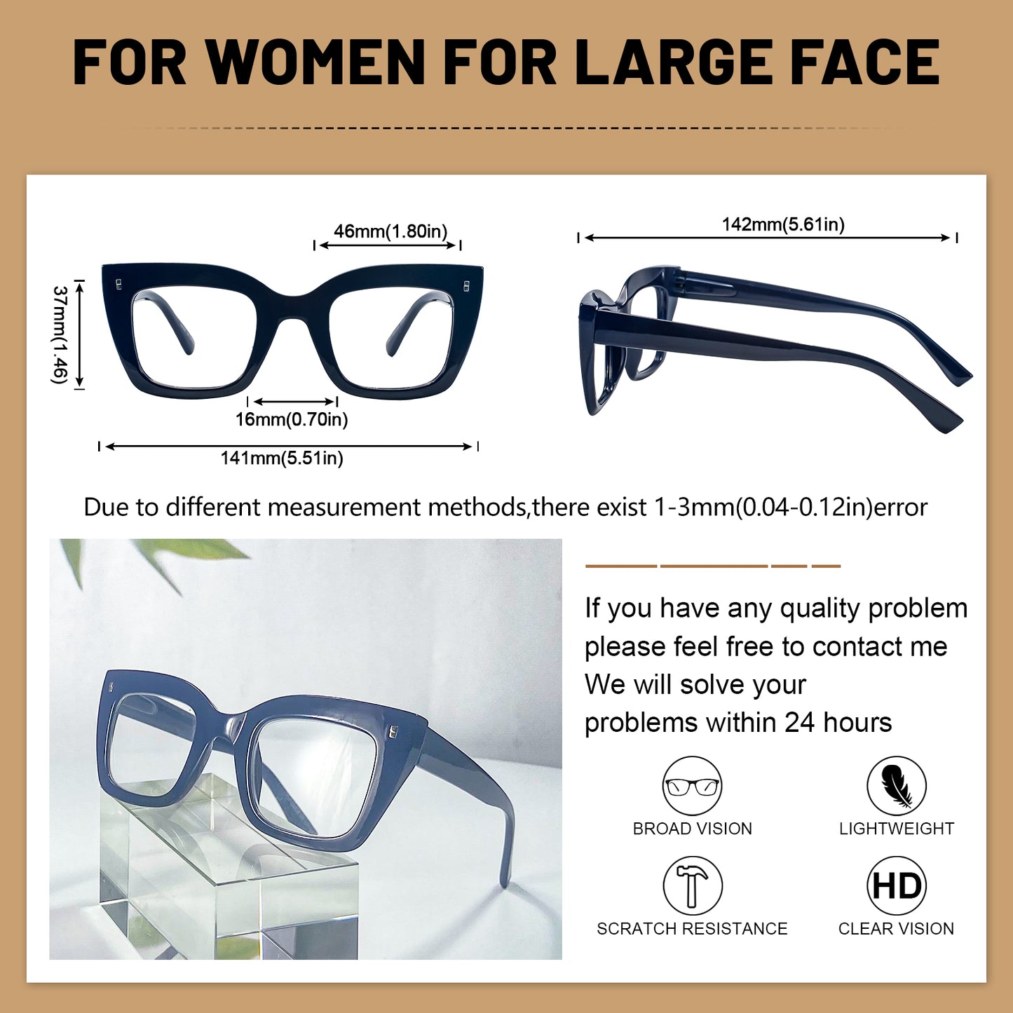 OCCI CHIARI Women Oversized Square-Cateye Reading Glasses Trendy Thick Readers Comfort Eyeglasses OC5245